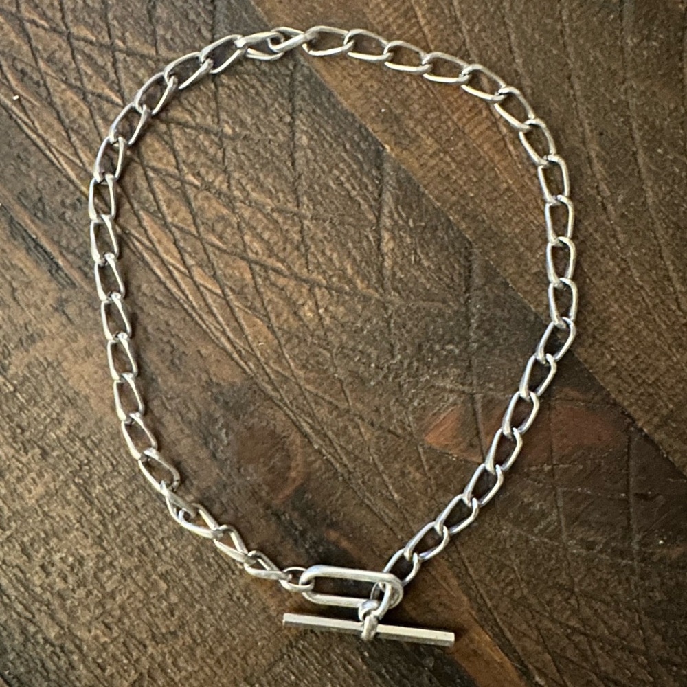 NWOT AllSaints Chain Link Toggle Choker Necklace, Silver, Vintage Look